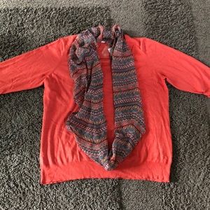 3/4 Sleeve Sweater with Detachable Scarf